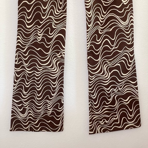 NWT & Other Stories Printed Kick Flare Trousers Twill Cotton Pant Brown Wave 4 - Picture 12 of 15
